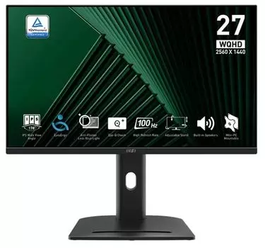 Монитор 27" MSI PRO MP275QPG 9S6-3PC39M-069 2560x1440, 16:9, IPS, 300cd, 4ms, 100Hz, 2xHDMI, DP, SPK, HAS, black