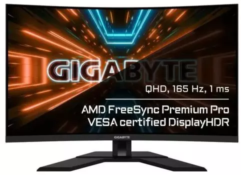 Монитор 31,5" GIGABYTE M32QC black, VA, 2560*1440, 1 ms, 178°/178°, 350 cd/m, 3000:1, 2*USB3.0, USB Type-C, 165Hz, Curved, 2*HDMI, DP (810474)