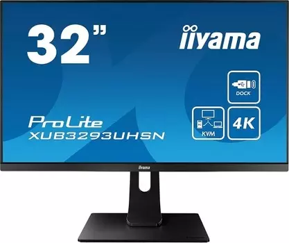 Монитор 31,5" Iiyama XUB3293UHSN-1 XUB3293UHSN-B1 3840х2160 IPS, 350cd/m2, H178°/V178°, 1000:1, 80М:1, 1,07B Color, 4ms, HDMIx1, DP, USB-Hub, Height a