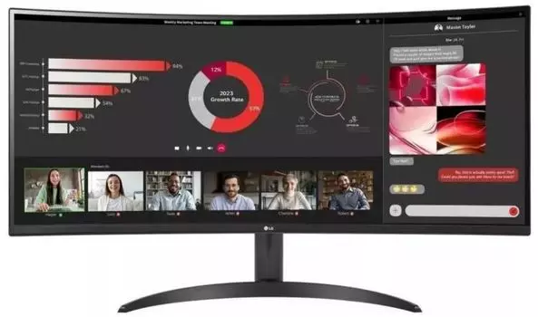 Монитор 34" LG 34WR50QC-B VA, 3440x1440, 100Hz, 5ms, 178°/178°, 300 cd/m, 3000:1, HDMI, DP, FreeSync, black