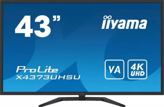 Монитор 42,5" Iiyama ProLite X4373UHSU-1 X4373UHSU-B1 3840x2160, VA, nonGLARE, 400cd/m2, 178°/178°, 4000:1, 80M:1, 3ms, 2xHDMI, DP, USB-Hub, Tilt, spe