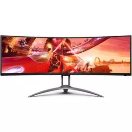 Монитор 49" AOC AG493UCX2 5120x1440, 165Hz, HDR400, 1 ms, 178°/178°, 550 cd/m, 80M:1, VA, изогнутый, Black-Red