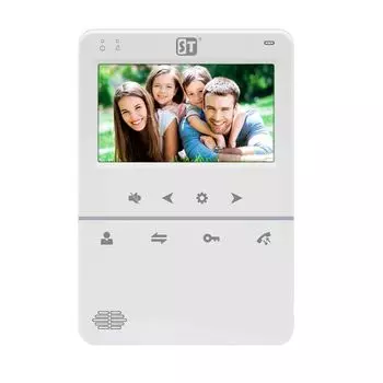 Монитор Space Technology ST-M100/4 (S) БЕЛЫЙ видеодомофона, 4” TFT LCD, цветной, 480*272, CVBS, интерком: дуплекс, АС 100-240В (встроенный БП), монтаж