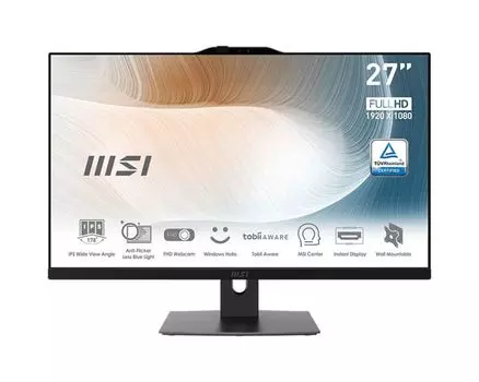 Моноблок 27'' MSI Modern AM272P 12M-647XRU (MS-AF82) 9S6-AF8211-647 i3-1215U/8GB/256GB SSD/Integrated Graphics/FHD/WiFi/BT/wireless kbd/mouse/noOS/bla