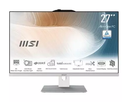 Моноблок 27'' MSI Modern AM272P 1M 9S6-AF8232-697 Core 5 120U/8GB/256GB SSD/noDVD/Intel Graphics/1920x1080 IPS/Cam/BT/WiFi/NoOS/white