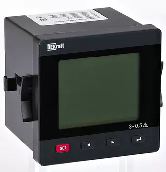 Мультиметр DEKraft 51412DEK цифровой 72х72мм трехфазный, вход 600В 5А, RS485, LCD-дисплей МТ-72D