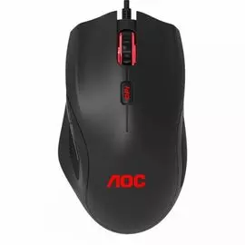 Мышь AOC GM200 черная, игровая, 6 кн, подствектка RGB, USB 1.8м