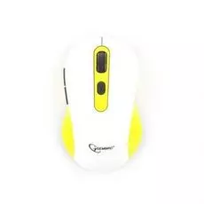 Мышь Wireless Gembird MUSW-221 белый/жёлтый, 5кн.+колесо-кнопка, 800/1200/1600DPI, 2.4ГГц
