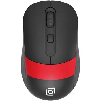 Мышь Wireless Oklick 310MW черная/красная оптическая (3200dpi) USB для ноутбука (4but) (1869093)