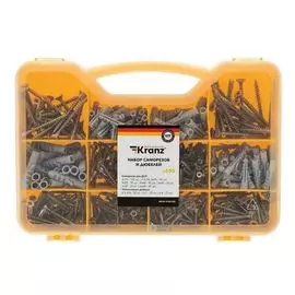 Набор KRANZ KR-01-3101-03 саморезов и дюбелей 590 шт.