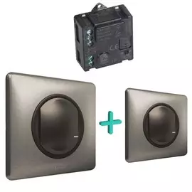 Набор Legrand 067627 Celiane with NETATMO, для управления освещением c 2-х мест, микромодуль реле 300 Вт 240В, два умных беспроводных 1-кл выкл, графи