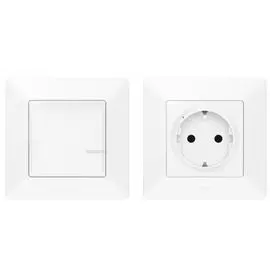 Набор Legrand 752154 Valena Life with NETATMO, для управления бытовыми электроприборами. Умная розетка 2К+З 16А 230В + умный беспроводной 1-клавишный