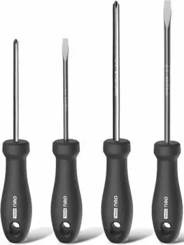 Набор отверток Deli HT1004 Home Series Black 4шт SL5x100+SL6x150+PH1x100+PH2x150