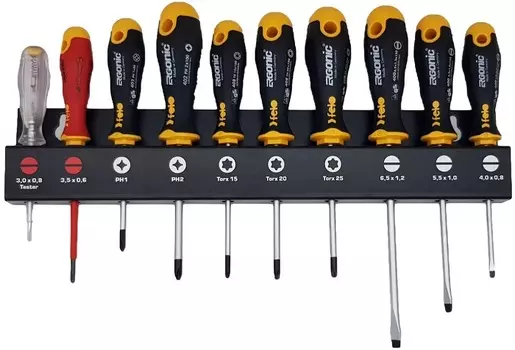 Набор отверток Felo 40091013 Ergonic, Отвертка диэлектрическая и отвертка тестер напряжения 10 шт