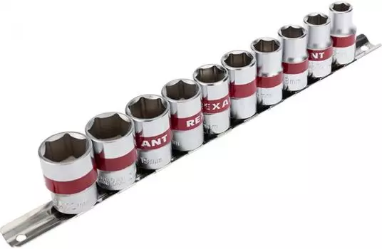 Набор Rexant 12-8306 торцевых головок 1/2, шестигранные, CrV, 10 шт., 10-22мм