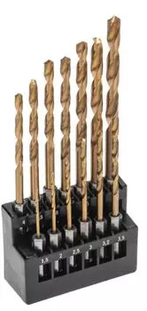 Набор сверл KRANZ KR-91-0622 по металлу, 1,5-6,5мм (через 0,5мм, 3,2мм, 4,8мм), HSS, ТИТАН, шестигранный хвостовик, 13 шт.