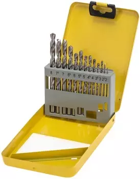 Набор сверл KRANZ KR-91-0639 по металлу, 2-8мм (через 0,5мм), HSS, цилиндрический хвостовик, металлический кейс, 13 шт.