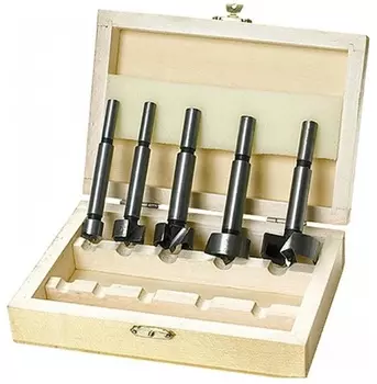 Набор сверл KRANZ KR-91-0792 Форстнера (петельных) по дереву, 10-15-20-25-35 х 73мм, 5 шт, цилиндрический хвостовик