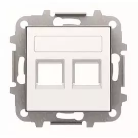 Накладка ABB 2CLA851820A1101 для 2-х суппортов/разъёмов типа 2017... и/или 2018..., со шторками и полем для надписи, альпийский белый