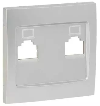 Накладка розетки компьютерной EKF ESK02-L-035-30 Валенсия RJ-45 2-местная сталь