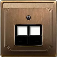 Накладка Schneider Electric MTN292643 Merten розетки ТЛФ/компьютерной 2-ой наклонной, выход 2 х UAE 8 кат 5e, металл, IP20 (античная латунь)