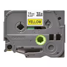 Наклейка Brother TZEFX631 Плёнка для наклеек эластичная чёрный шрифт на жёлтой основе, 12мм*8м