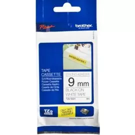 Наклейка Brother TZES221 Наклейка ламинированная повышенной адгезии TZ-ES221 (9 мм черн/бел, TZ-S221)