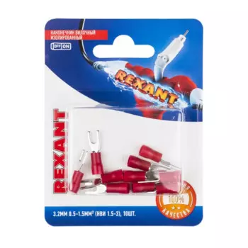 Наконечник Rexant 06-0402-A вилочный изолированный 3.2 мм 0.5-1.5 мм2 (НВи 1.5-3/НВи 1,25-3) красный, в упак. 10 шт.