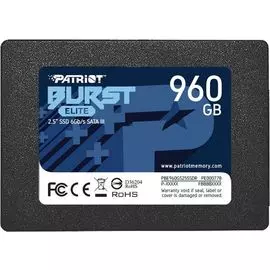 Накопитель SSD 2.5'' Patriot Memory PBE960GS25SSDR Burst Elite 960GB SATA 6Gb/s 3D TLC 450/320MB/s IOPS 40K/40K MTBF 2M