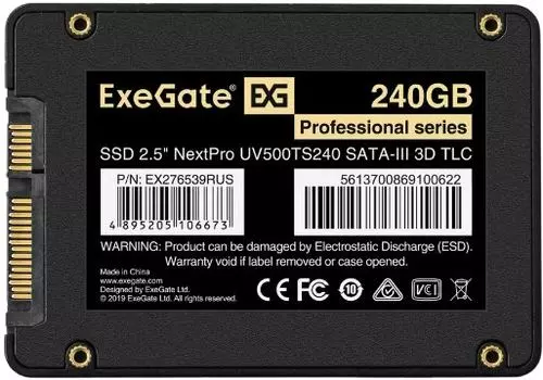 Накопитель SSD 2.5'' Exegate EX276539RUS 240GB, 3D TLC, 565/503MB/s