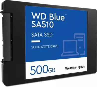 Корпус Western Digital WDS500G3B0A WD SSD Blue, 500GB, 2.5" 7mm, SATA3, 3D TLC, R/W 560/510MB/s, IOPs 90 000/82 000, TBW 200, DWPD 0.2 (12 мес.)