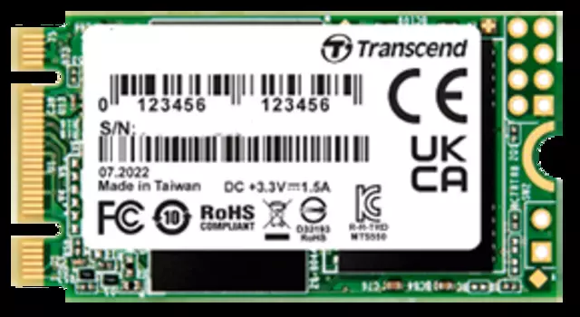 Накопитель SSD M.2 2242 Transcend TS512GMTS430S (УЦЕНЕННЫЙ) MTS430 512GB SATA 6Gb/s TLC 3D NAND 560/500MB/s 80K/85K IOPS MTBF 1M, НОВЫЙ, НЕКОНДИЦИЯ (в