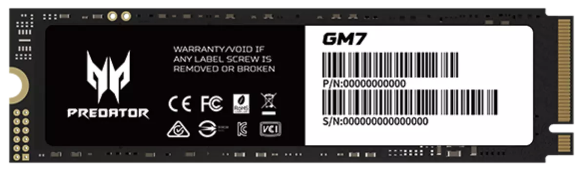 Накопитель SSD M.2 2280 Acer BL.9BWWR.118 Predator GM7 1TB PCIe Gen 4.0 x 4 NVMe 1.4 7200/6300MB/s IOPS 990K/997K MTBF 1.5M 600 TBW