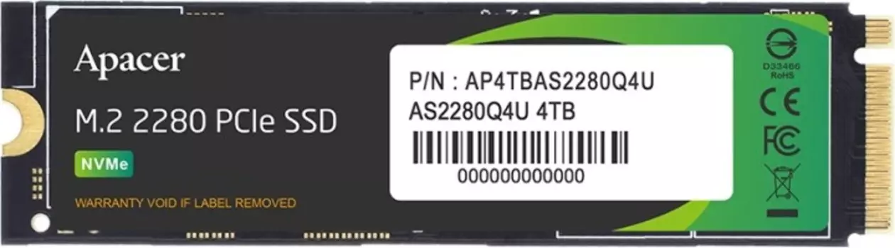 Накопитель SSD M.2 2280 Apacer AP4TBAS2280Q4U-1 4TB 7300/6000MB/s