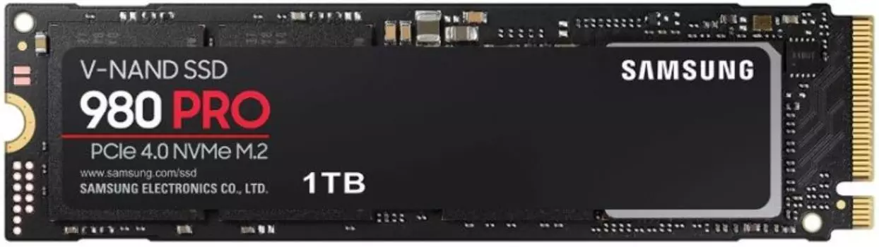 Накопитель SSD M.2 2280 Samsung MZ-V8P1T0B/AM 980 PRO 1TB PCIe Gen4x4 NVMe 3D NAND TLC 7000/5000MB/s IOPS1000K/1000K MTBF 1.5M 600TBW 0,33DWPD