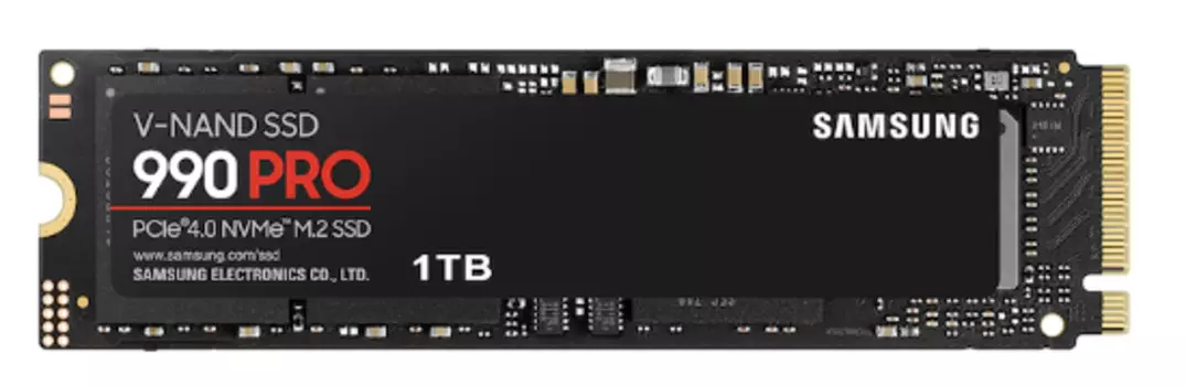 Накопитель SSD M.2 2280 Samsung MZ-V9P1T0B/AM 990 PRO 1TB PCIe Gen 4.0 x4 NVMe 2.0 V-NAND 3-bit MLC 7450/6900MB/s IOPS 1200K/1550K MTBF 1.5M