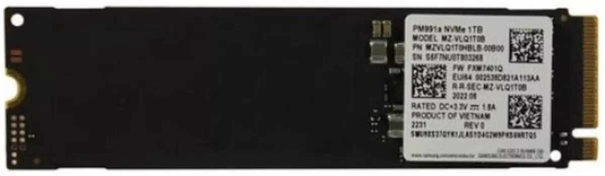 Накопитель SSD M.2 2280 Samsung MZVLQ1T0HBLB-00B00 PM991a 1TB NVMe PCIe 3.0 x4 3100/2000MB/s IOPS 380K/330K