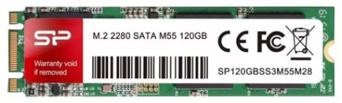 Накопитель SSD M.2 2280 Silicon Power SP120GBSS3M55M28 (уцененный) M55 120GB TLC 3D NAND SATA 6Gb/s