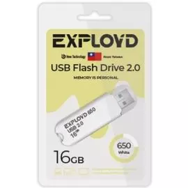Накопитель USB 2.0 16GB Exployd EX-16GB-650-White 650, белый