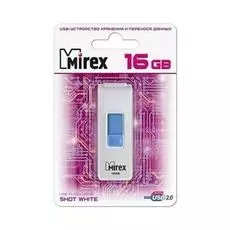 Накопитель USB 2.0 16GB Mirex SHOT 13600-FMUWST16 USB 16GB Mirex SHOT белый (ecopack)