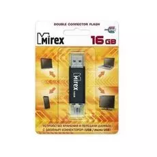 Накопитель USB 2.0 16GB Mirex Smart 13600-DCFBLS16 USB 16GB Mirex SMART (USB/microUSB) с двойным разъёмом черный (ecopack)