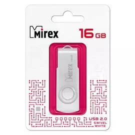 Накопитель USB 2.0 16GB Mirex SWIVEL 13600-FMUSWT16 USB 16GB Mirex SWIVEL белый (ecopack)
