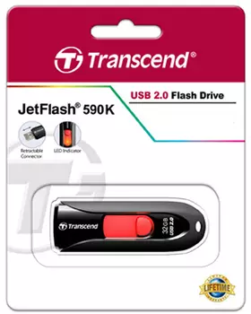 Накопитель USB 2.0 32GB Transcend JetFlash 590 TS32GJF590K черный/красный