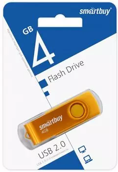 Накопитель USB 2.0 4GB SmartBuy SB004GB2TWY Twist жёлтый