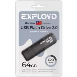 Накопитель USB 2.0 64GB Exployd EX-64GB-620-Black 620, чёрный
