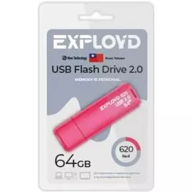 Накопитель USB 2.0 64GB Exployd EX-64GB-620-Red 620, красный