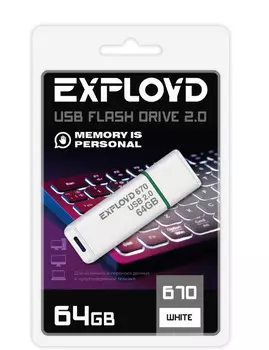 Накопитель USB 2.0 64GB Exployd EX-64GB-670-White 670 белый