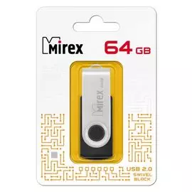 Накопитель USB 2.0 64GB Mirex SWIVEL 13600-FMURUS64 чёрный (ecopack)