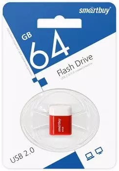Накопитель USB 2.0 64GB SmartBuy SB64GBLARA-R Lara красный
