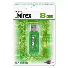 Накопитель USB 2.0 8GB Mirex ELF 13600-FMUGRE08 зелёный (ecopack)